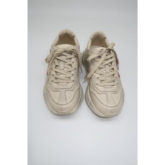 Gucci Leather Rhyton Mouth Print Lace-Up Low Top Sneakers Ivory Size 5.5 - Picture 2 of 16